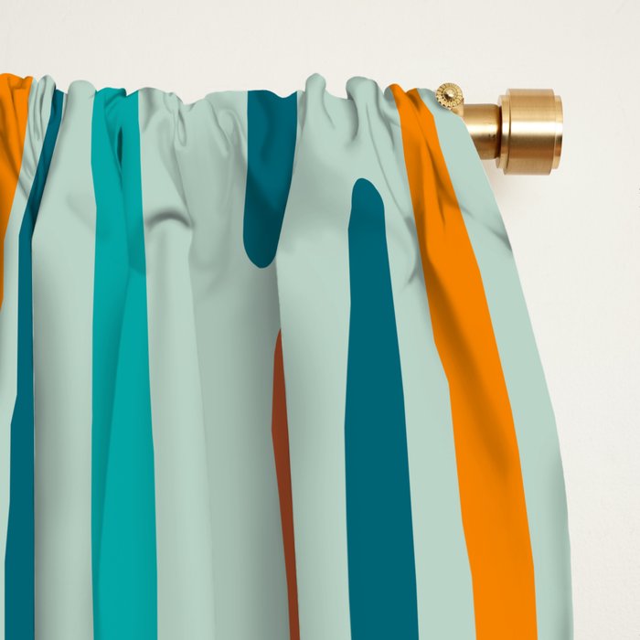 Line Dance Pattern in Turquoise Teal Orange Aqua Window Curtain Gallery Image 2