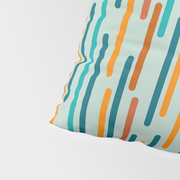 Line Dance Pattern in Turquoise Teal Orange Aqua Pillow Sham Gallery Image 4