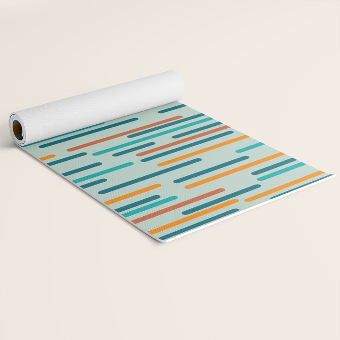 Line Dance Pattern in Turquoise Teal Orange Aqua Yoga Mat Gallery Image 2
