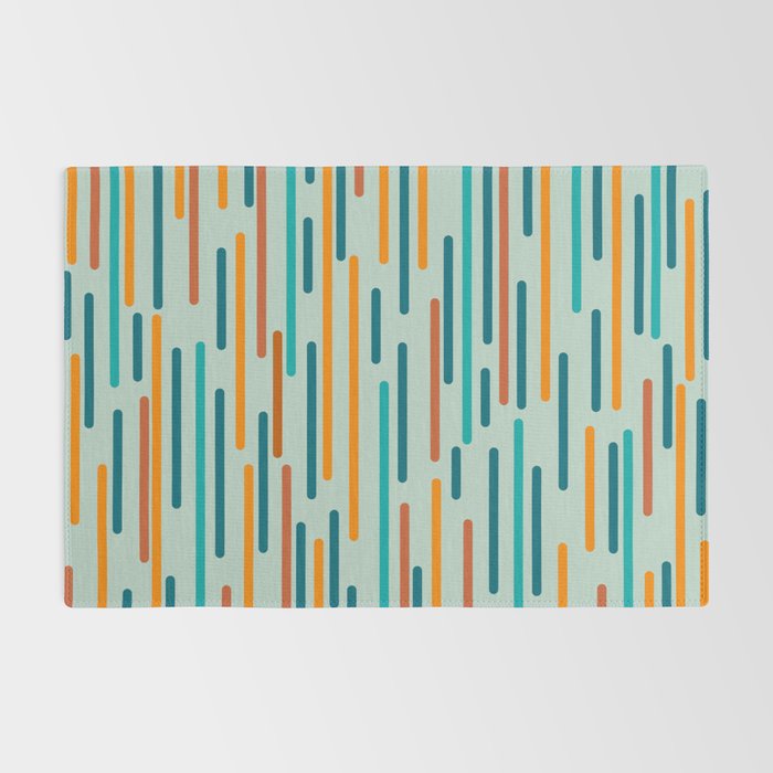 Line Dance Pattern in Turquoise Teal Orange Aqua Rug Gallery Image 2