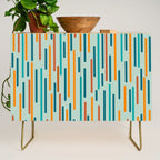 Line Dance Pattern in Turquoise Teal Orange Aqua Credenza Gallery Image 1