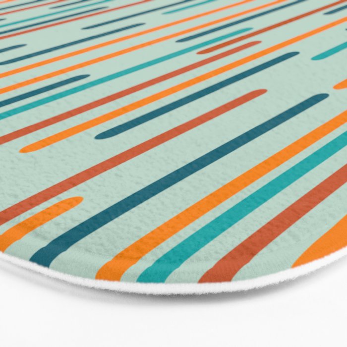 Line Dance Pattern in Turquoise Teal Orange Aqua Bath Mat Gallery Image 3