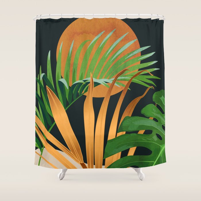 Tropical Night Garden 2 Shower Curtain Gallery Image 1