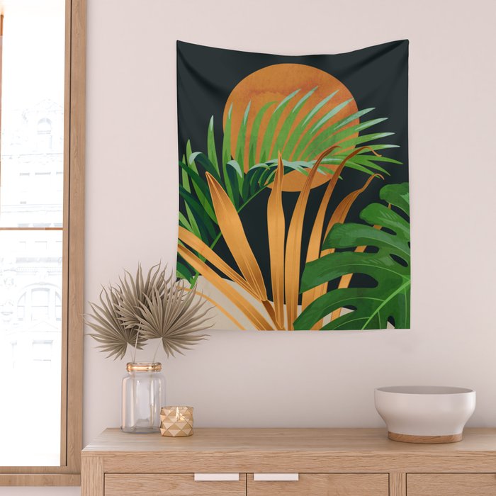 Tropical Night Garden 2 Wall Tapestry Gallery Image 2
