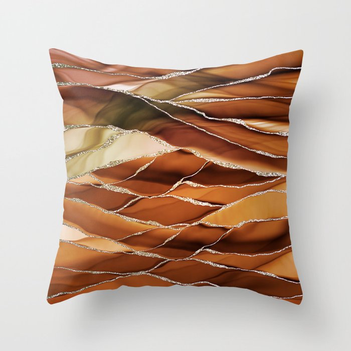 Desert Hot Copper Marble Landscapes Throw Pillow Gallery Image 1