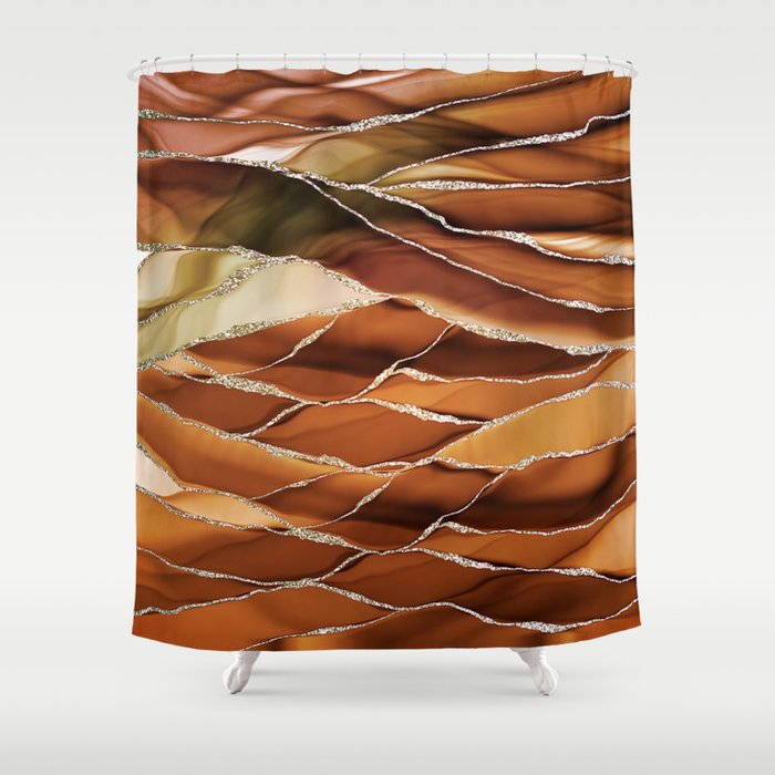 Desert Hot Copper Marble Landscapes Shower Curtain Gallery Image 1