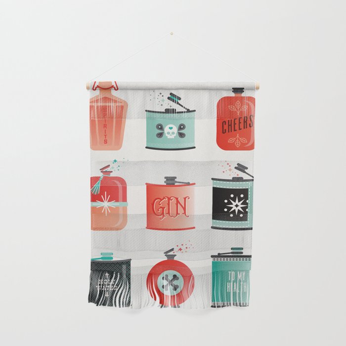 Flask Collection - Red & Turquoise Palette Wall Hanging Gallery Image 1