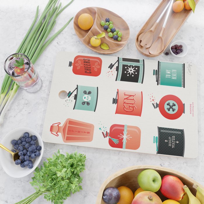 Flask Collection - Red & Turquoise Palette Cutting Board Gallery Image 2
