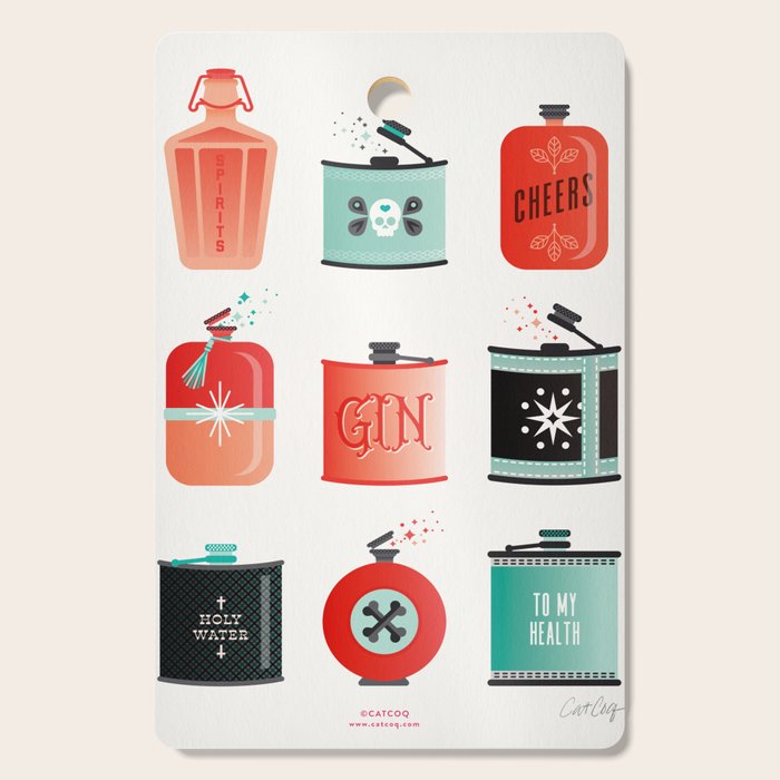 Flask Collection - Red & Turquoise Palette Cutting Board Gallery Image 1