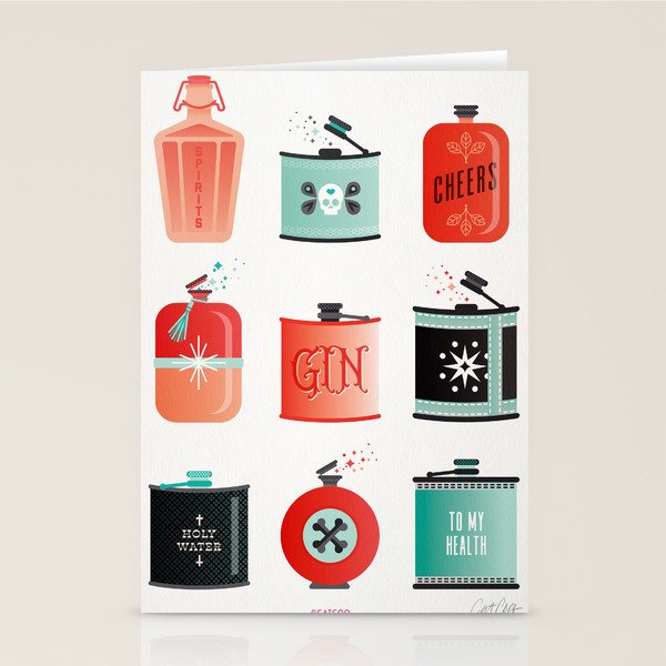 Flask Collection - Red & Turquoise Palette Stationery Card Gallery Image 2