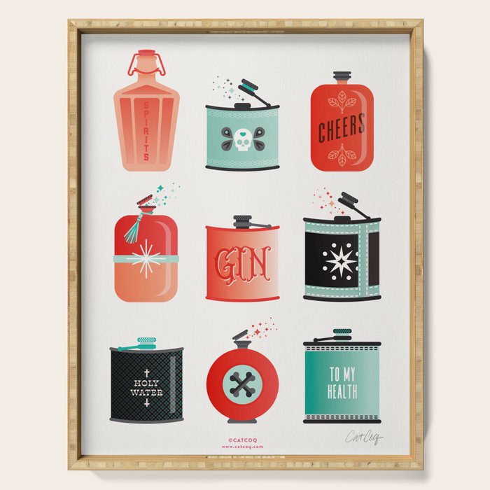 Flask Collection - Red & Turquoise Palette Serving Tray Gallery Image 1