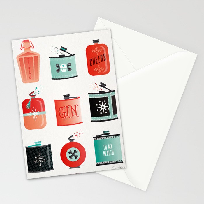 Flask Collection - Red & Turquoise Palette Stationery Card Gallery Image 2