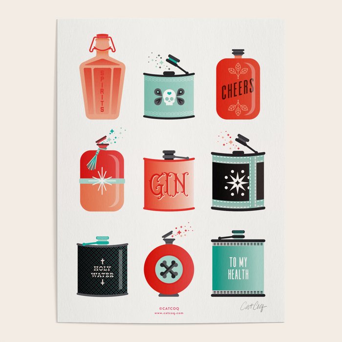 Flask Collection - Red & Turquoise Palette Poster Gallery Image 4