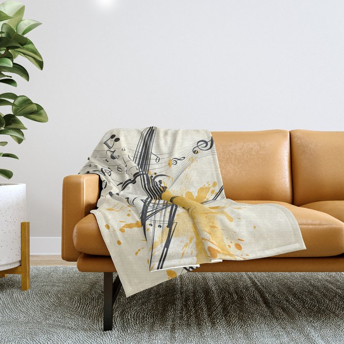 Abstract Minimal Musical Instrument 3 Throw Blanket Gallery Image 1