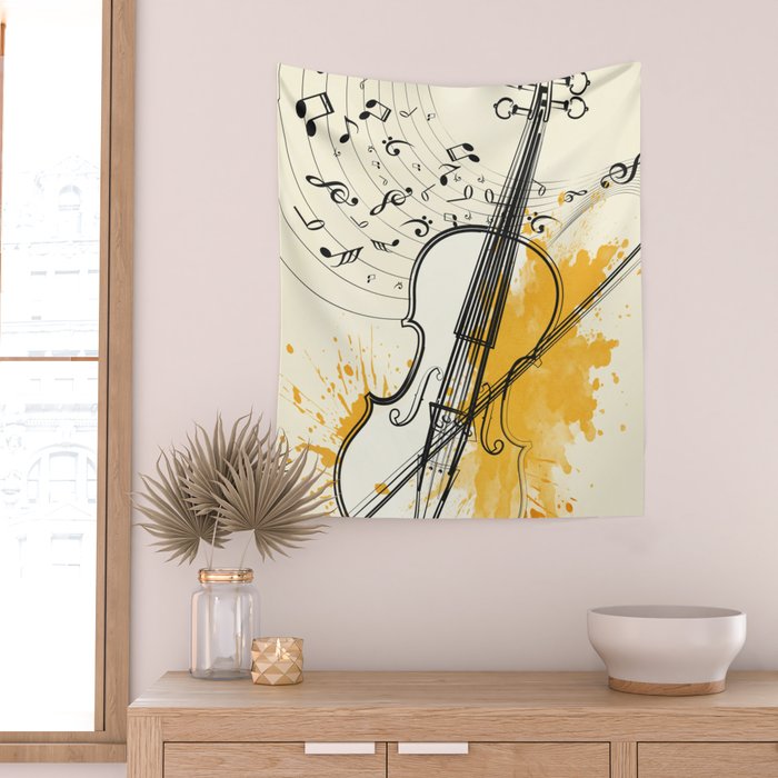 Abstract Minimal Musical Instrument 3 Wall Tapestry Gallery Image 2