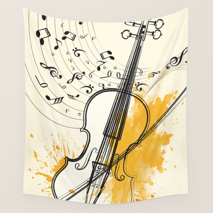 Abstract Minimal Musical Instrument 3 Wall Tapestry Gallery Image 1