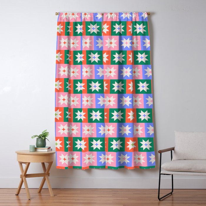 Cheerful Festive Stars Window Curtain Gallery Image 1