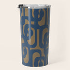 Mid Century Modern Loop Abstract Pattern in Muted Navy Blue and Brown Travel Mug Gallery Image 3