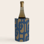 Mid Century Modern Loop Abstract Pattern in Muted Navy Blue and Brown Wine Chiller Gallery Image 3