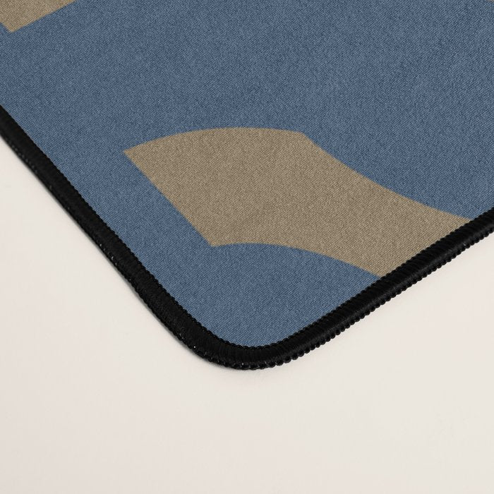 Mid Century Modern Loop Abstract Pattern in Muted Navy Blue and Brown Desk Mat Gallery Image 4
