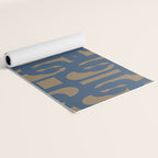 Mid Century Modern Loop Abstract Pattern in Muted Navy Blue and Brown Yoga Mat Gallery Image 2