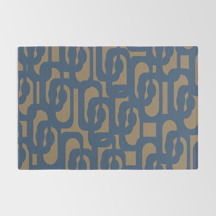 Mid Century Modern Loop Abstract Pattern in Muted Navy Blue and Brown Rug Gallery Image 2