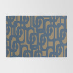 Mid Century Modern Loop Abstract Pattern in Muted Navy Blue and Brown Rug Gallery Image 2