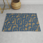 Mid Century Modern Loop Abstract Pattern in Muted Navy Blue and Brown Rug Gallery Image 1