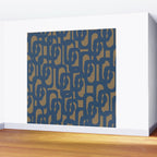 Mid Century Modern Loop Abstract Pattern in Muted Navy Blue and Brown Wall Mural Gallery Image 2