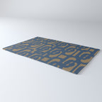 Mid Century Modern Loop Abstract Pattern in Muted Navy Blue and Brown Rug Gallery Image 3