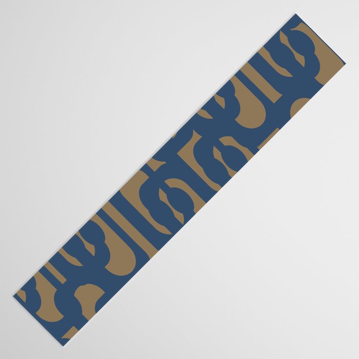 Mid Century Modern Loop Abstract Pattern in Muted Navy Blue and Brown Table Runner Gallery Image 3