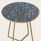 Mid Century Modern Loop Abstract Pattern in Muted Navy Blue and Brown Side Table Gallery Image 2