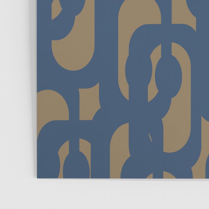 Mid Century Modern Loop Abstract Pattern in Muted Navy Blue and Brown Poster Gallery Image 3