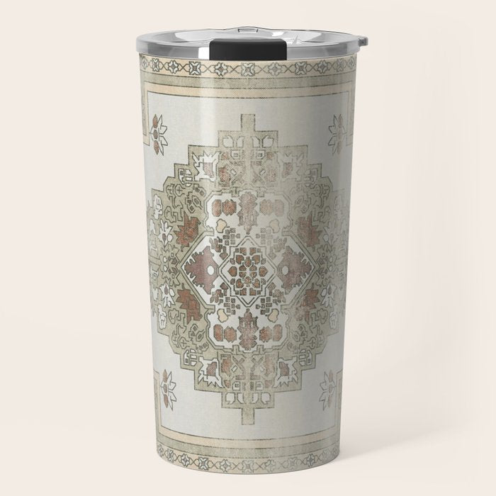 turkish floral - sage & brown Travel Mug Gallery Image 1