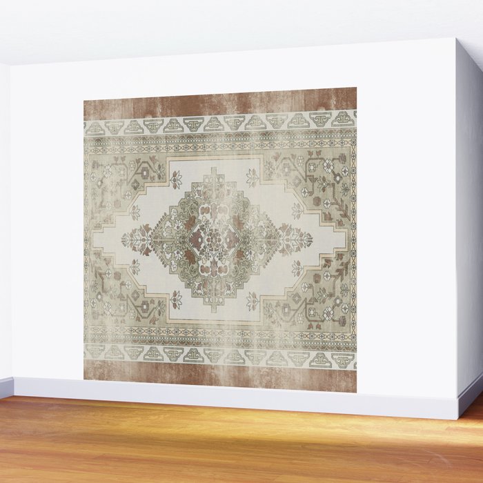 turkish floral - sage & brown Wall Mural Gallery Image 2