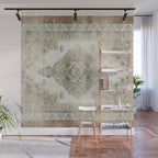 turkish floral - sage & brown Wall Mural Gallery Image 1