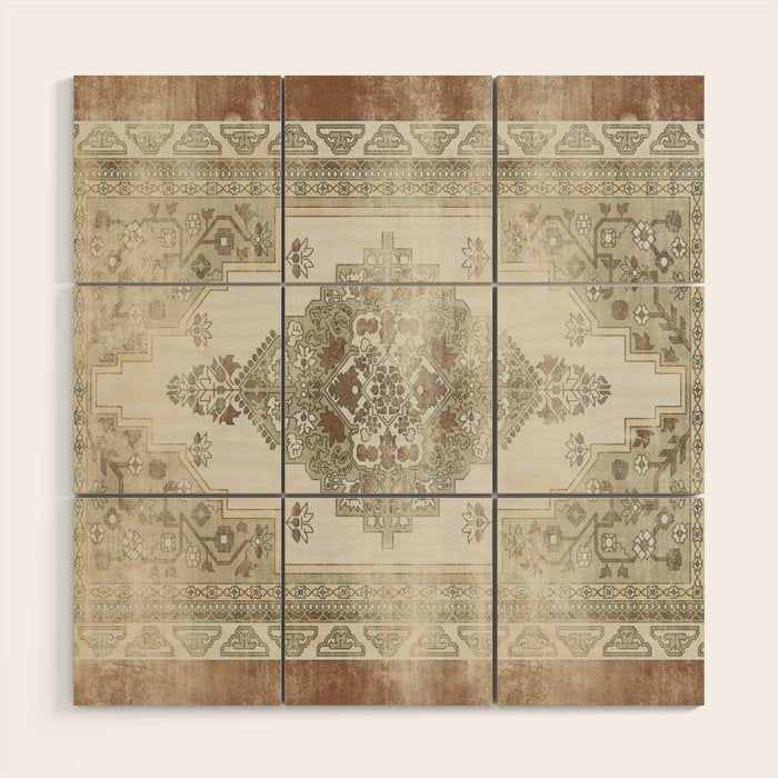 turkish floral - sage & brown Wood Wall Art Gallery Image 1