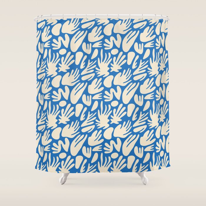Abstract organic blue shape pattern Shower Curtain Gallery Image 1