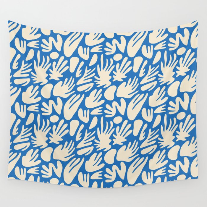 Abstract organic blue shape pattern Wall Tapestry Gallery Image 4