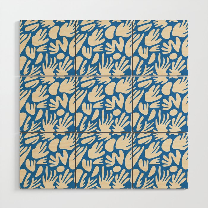 Abstract organic blue shape pattern Wood Wall Art Gallery Image 1