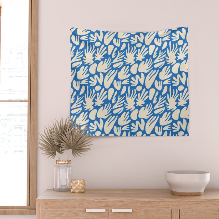Abstract organic blue shape pattern Wall Tapestry Gallery Image 2