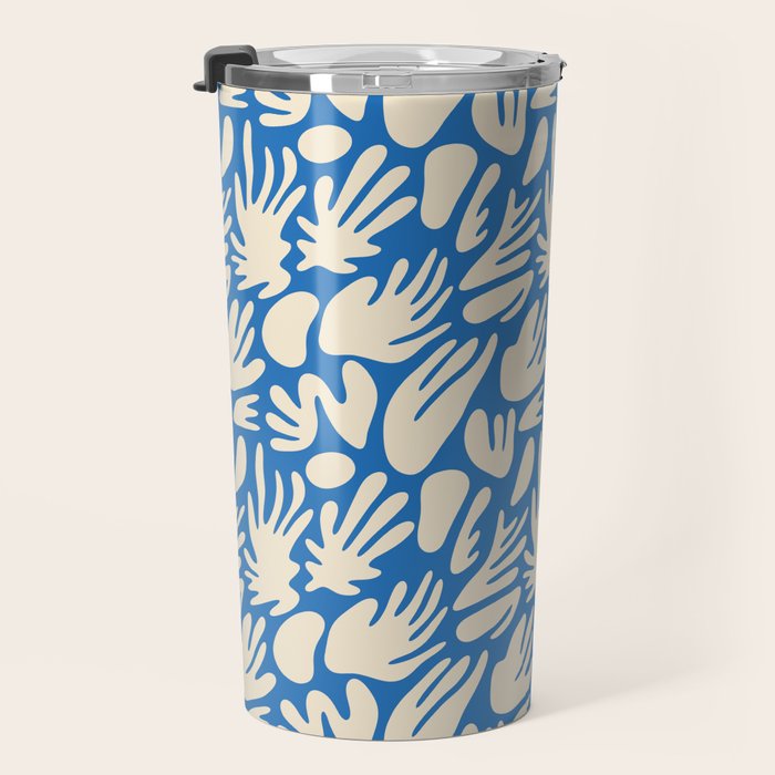 Abstract organic blue shape pattern Travel Mug Gallery Image 3