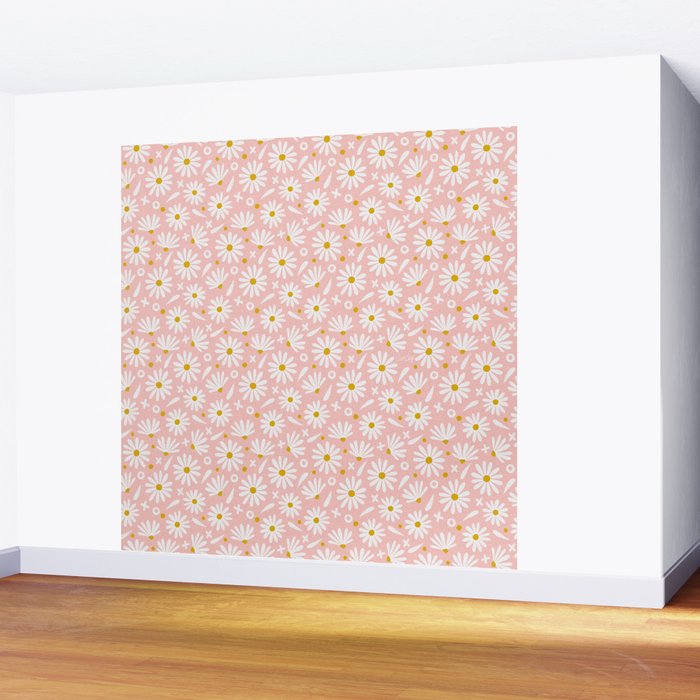 Daisies - Pink Wall Mural Gallery Image 2