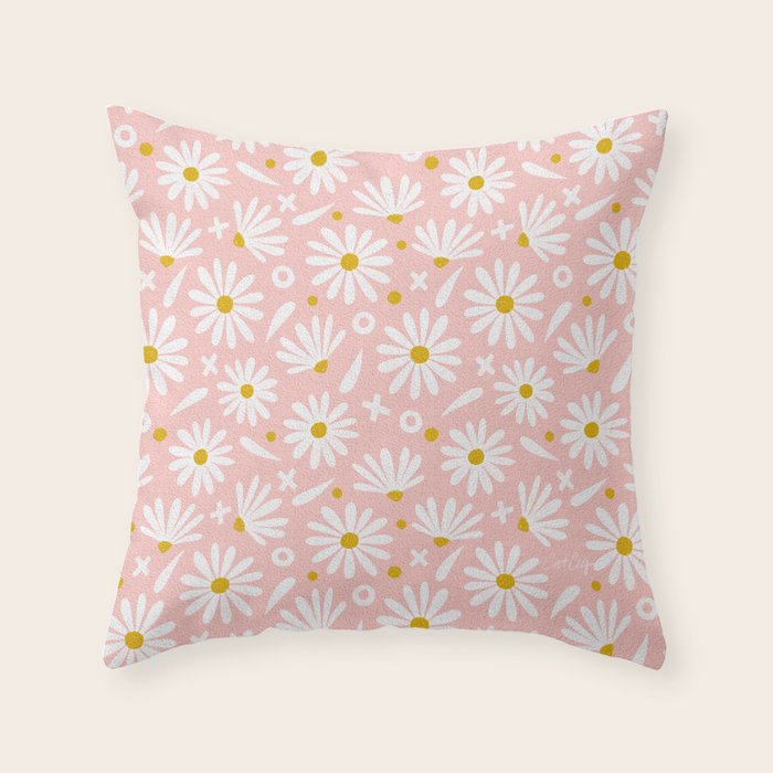Daisies - Pink Throw Pillow Gallery Image 1