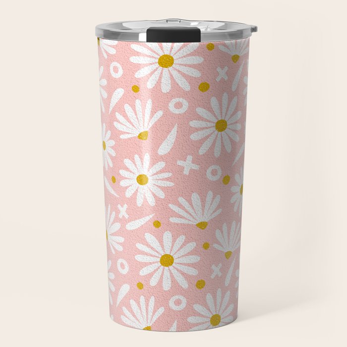 Daisies - Pink Travel Mug Gallery Image 1