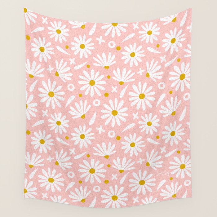 Daisies - Pink Wall Tapestry Gallery Image 4