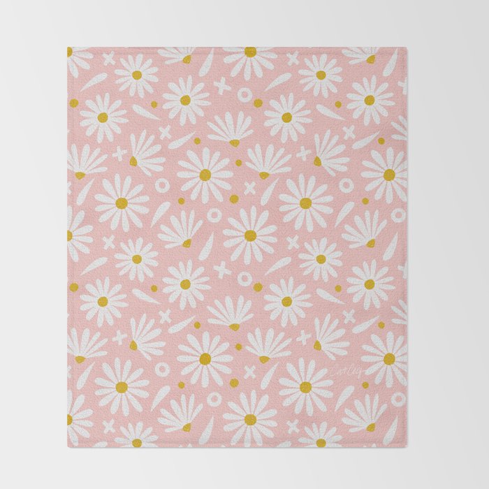 Daisies - Pink Throw Blanket Gallery Image 2