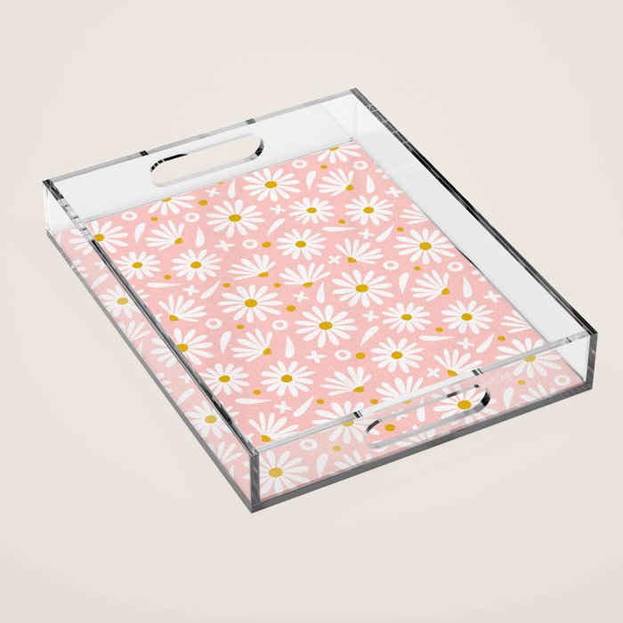 Daisies - Pink Acrylic Tray Gallery Image 1