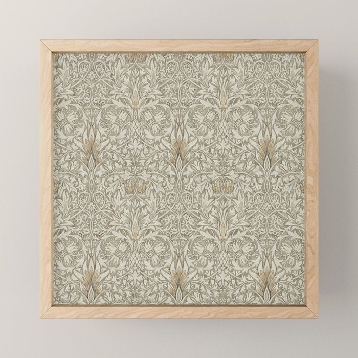 William Morris Vintage Snakeshead Stone Cream Pattern Mini Art Print Gallery Image 1