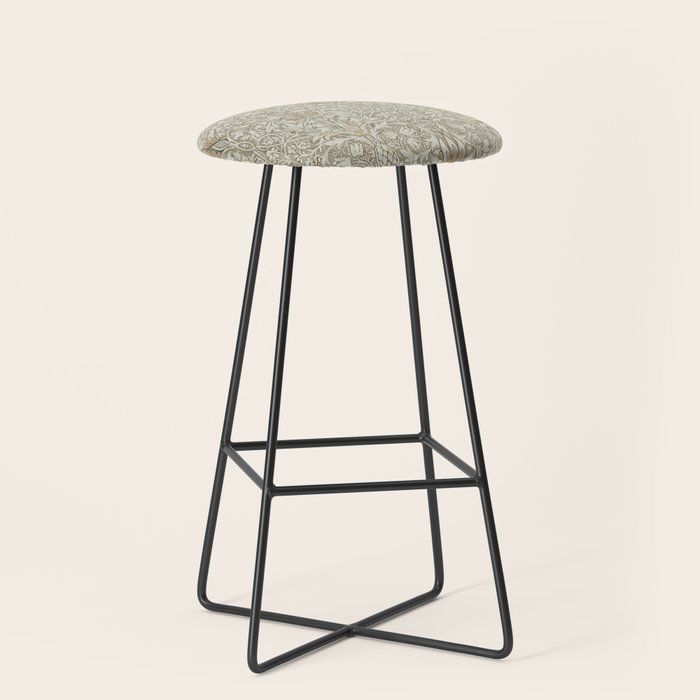 William Morris Vintage Snakeshead Stone Cream Pattern Stool Gallery Image 1